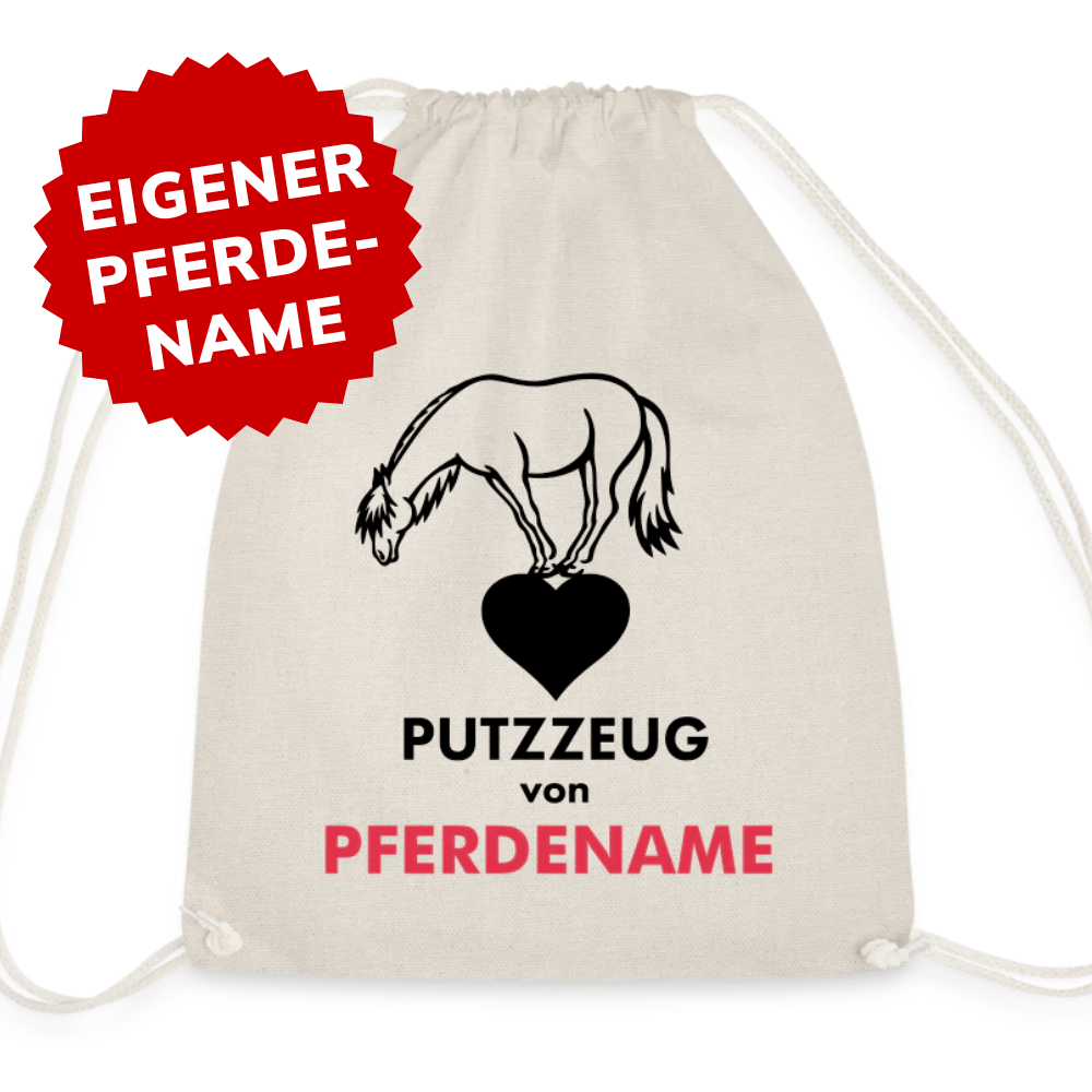 "Putzzeug von PFERDENAME" Pferdeherz - mit eigenem Pferdenamen personalisierbar