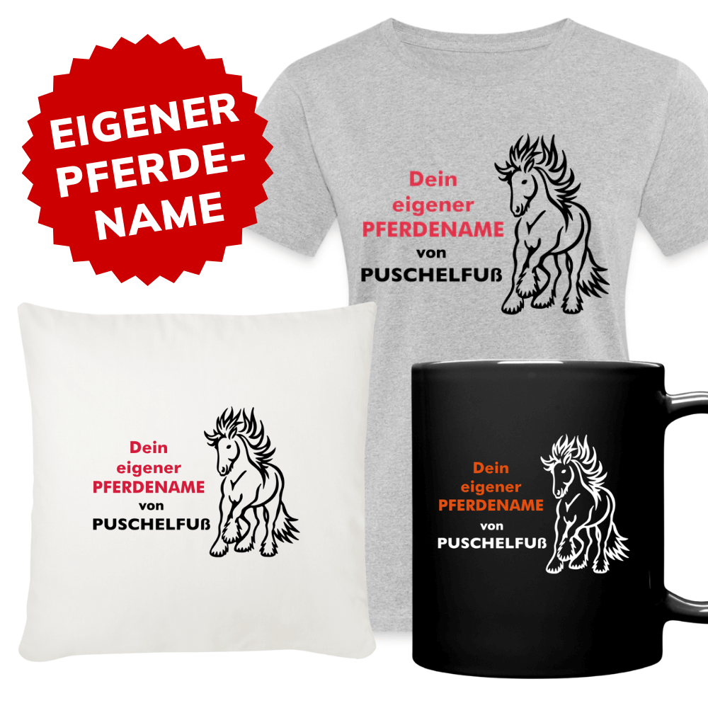 "PFERDENAME von Puschelfuß" nebeneinander - mit eigenem Pferdenamen personalisierbar