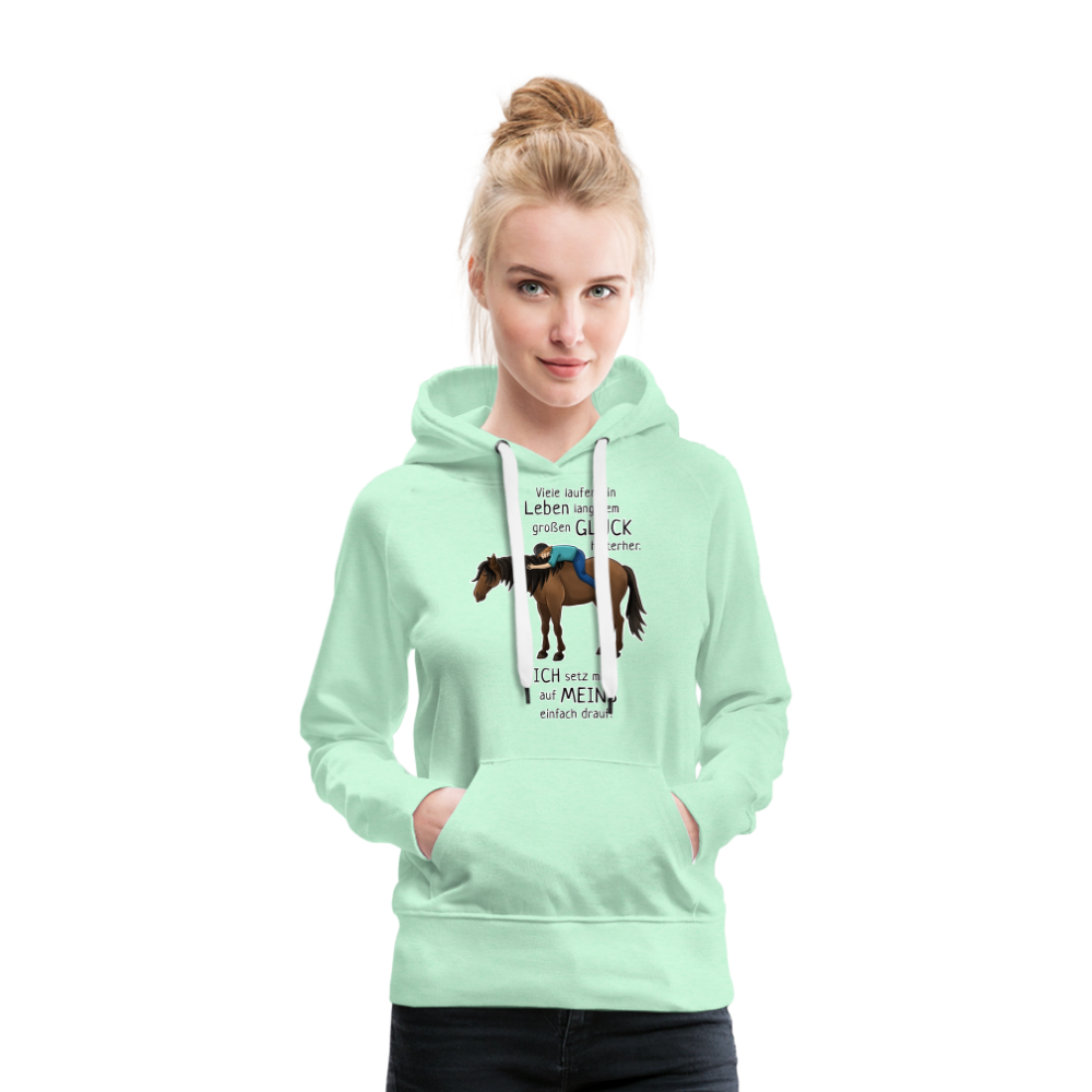 "Auf Pferd / Glück sitzen" Illustrationsstil - Frauen Premium Hoodie - helles Mintgrün