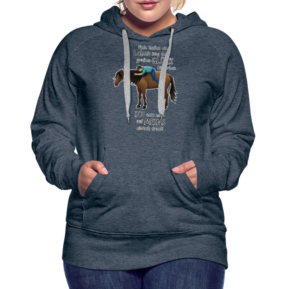 "Auf Pferd / Glück sitzen" Illustrationsstil - Frauen Premium Hoodie - Jeansblau