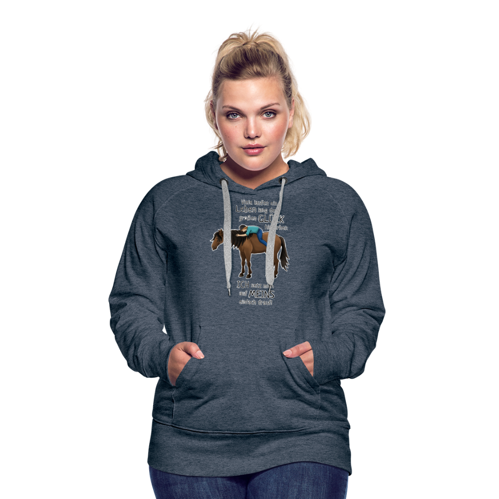 "Auf Pferd / Glück sitzen" Illustrationsstil - Frauen Premium Hoodie - Jeansblau