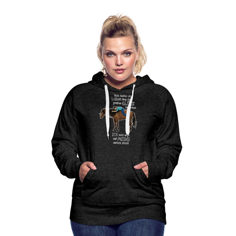"Auf Pferd / Glück sitzen" Illustrationsstil - Frauen Premium Hoodie - Anthrazit