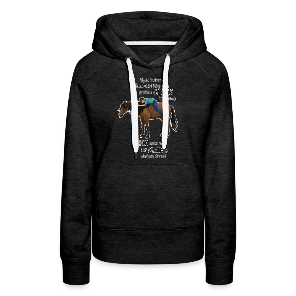 "Auf Pferd / Glück sitzen" Illustrationsstil - Frauen Premium Hoodie - Anthrazit