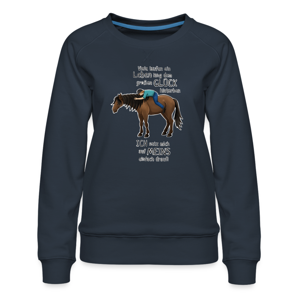 "Auf Pferd & Glück sitzen" Illustrationsstil - Frauen Premium Pullover - Navy