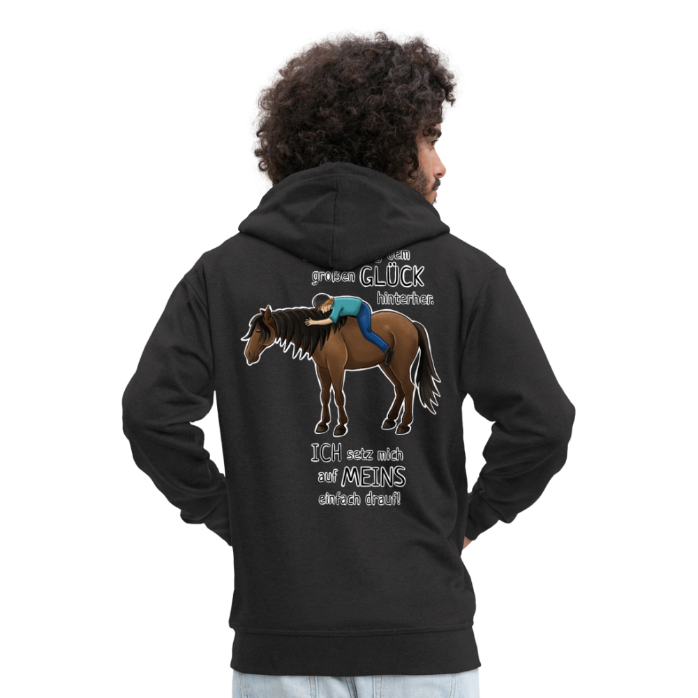 "Auf Pferd & Glück sitzen" Illustrationsstil - Männer Premium Kapuzenjacke - Schwarz