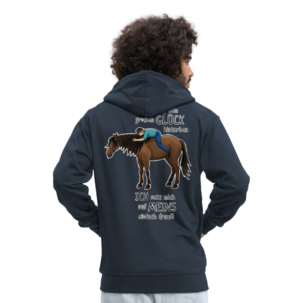 "Auf Pferd & Glück sitzen" Illustrationsstil - Männer Premium Kapuzenjacke - Navy
