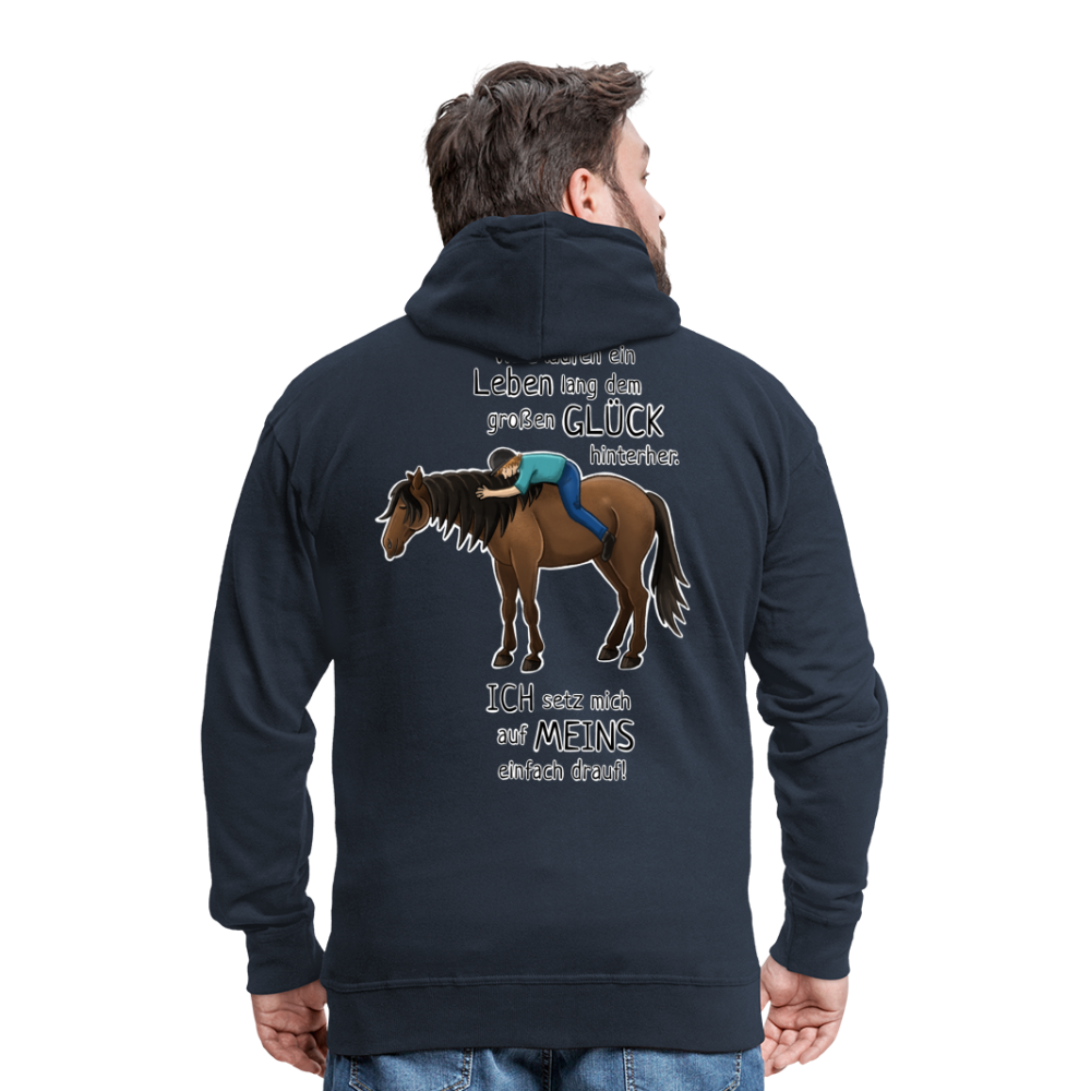 "Auf Pferd & Glück sitzen" Illustrationsstil - Männer Premium Kapuzenjacke - Navy