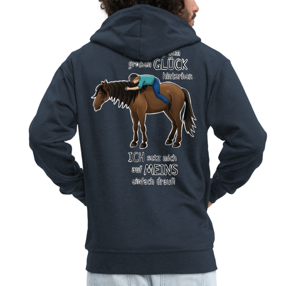 "Auf Pferd & Glück sitzen" Illustrationsstil - Männer Premium Kapuzenjacke - Navy