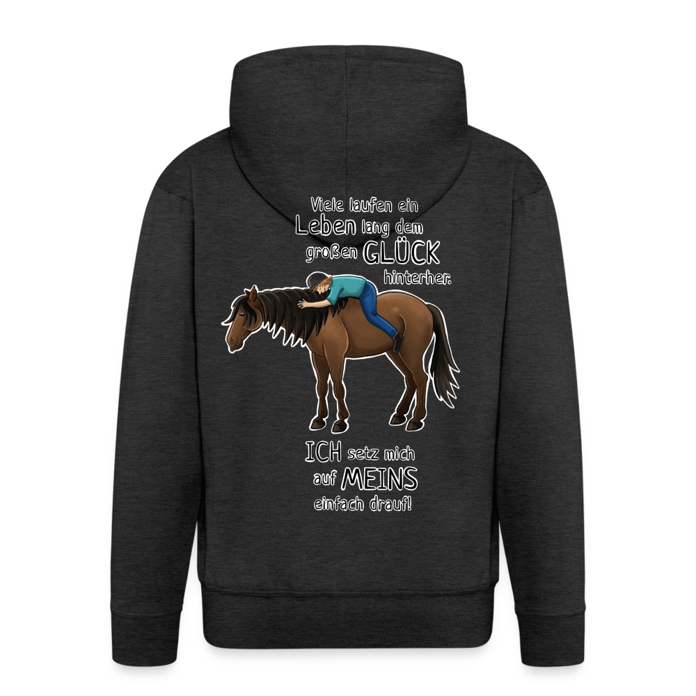 "Auf Pferd & Glück sitzen" Illustrationsstil - Männer Premium Kapuzenjacke - Anthrazit