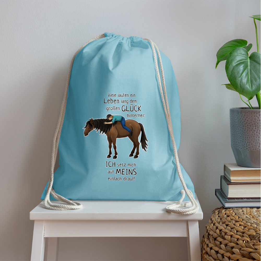 "Auf Pferd & Glück sitzen" Illustrationsstil - Stallbeutel - Aqua