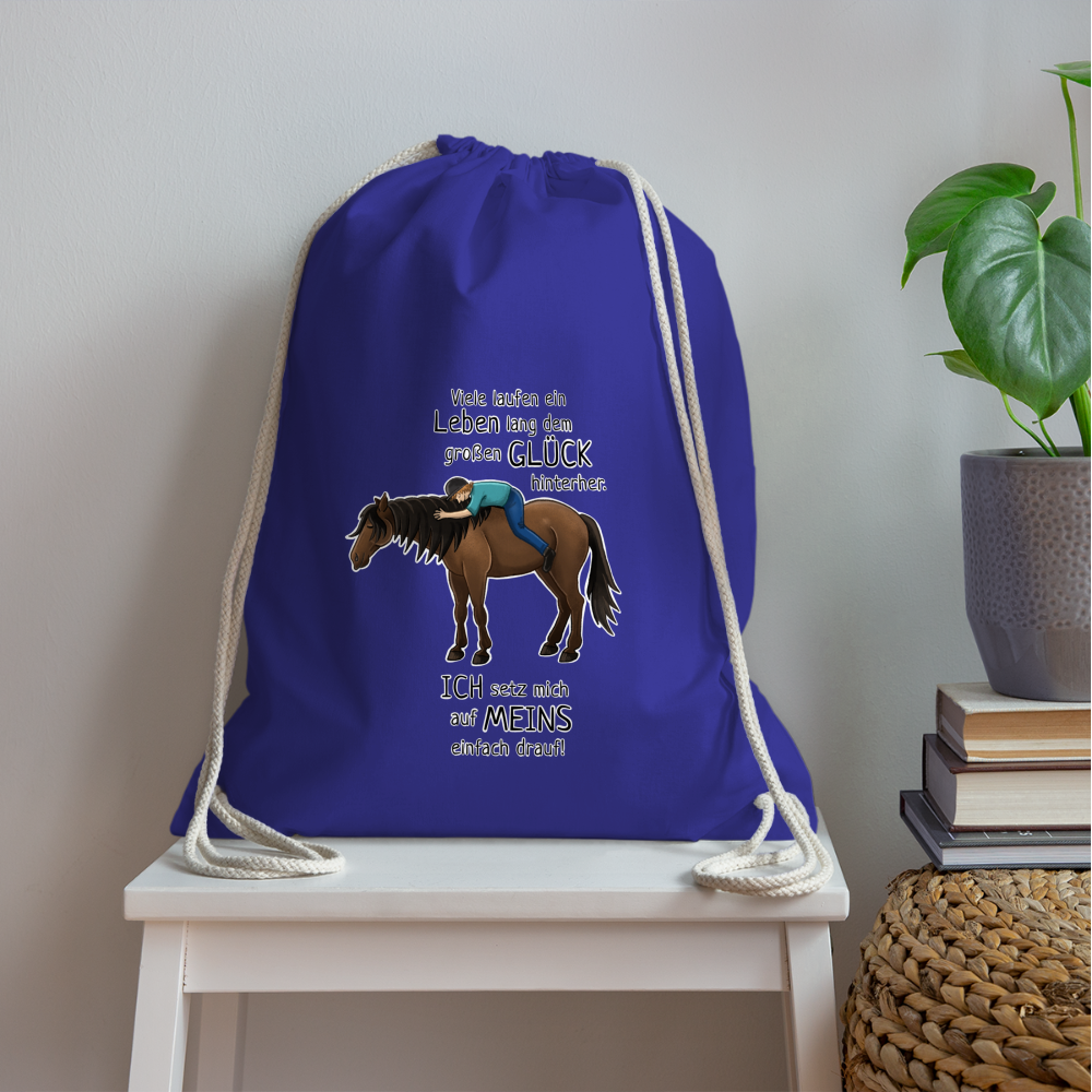 "Auf Pferd & Glück sitzen" Illustrationsstil - Stallbeutel - Königsblau