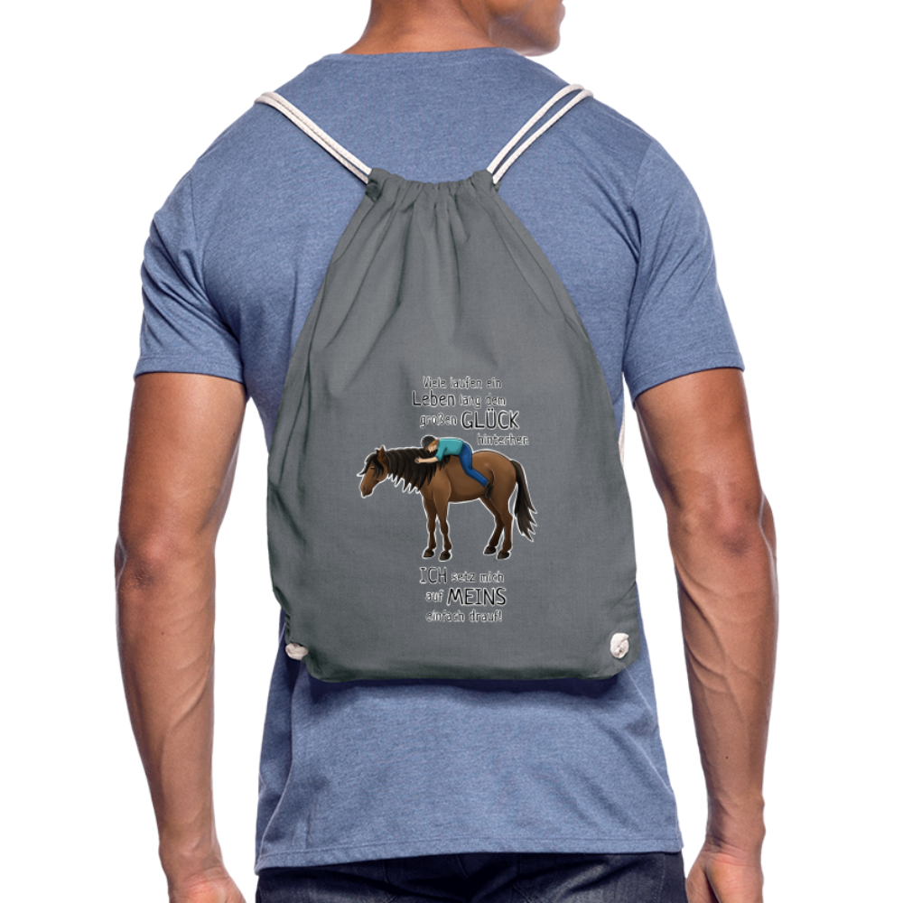"Auf Pferd & Glück sitzen" Illustrationsstil - Stallbeutel - Grau