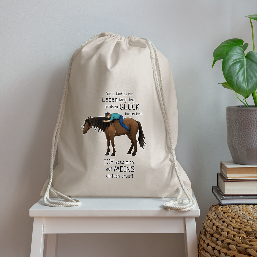 "Auf Pferd & Glück sitzen" Illustrationsstil - Stallbeutel - Natur