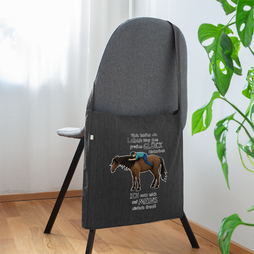 "Auf Pferd & Glück sitzen" Illustrationsstil - Schultertasche - Schwarz meliert