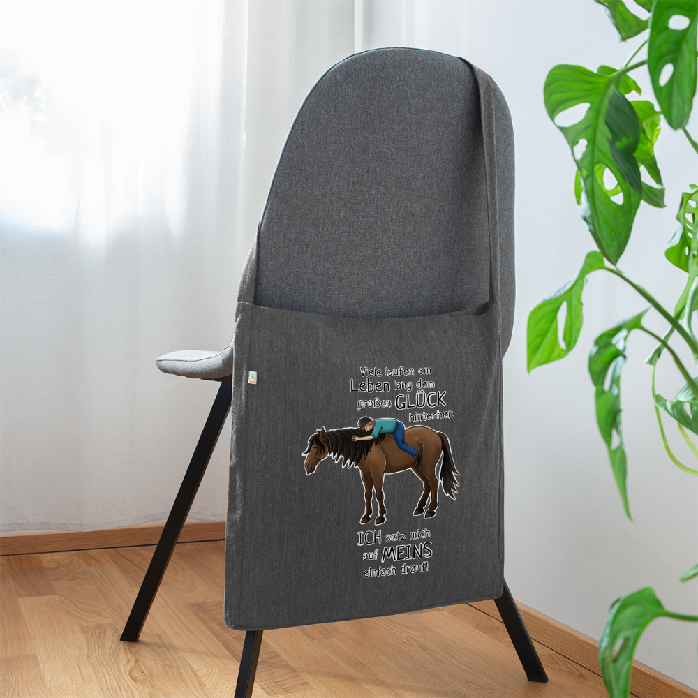 "Auf Pferd & Glück sitzen" Illustrationsstil - Schultertasche - Dunkelgrau meliert