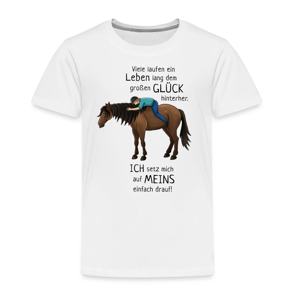 "Auf Pferd & Glück sitzen" Illustrationsstil - Kinder Premium T-Shirt - weiß