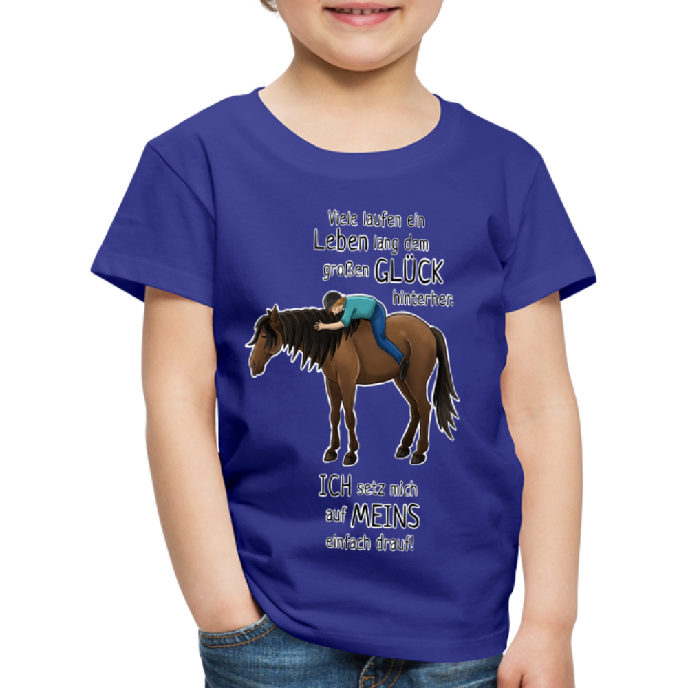 "Auf Pferd & Glück sitzen" Illustrationsstil - Kinder Premium T-Shirt - Königsblau