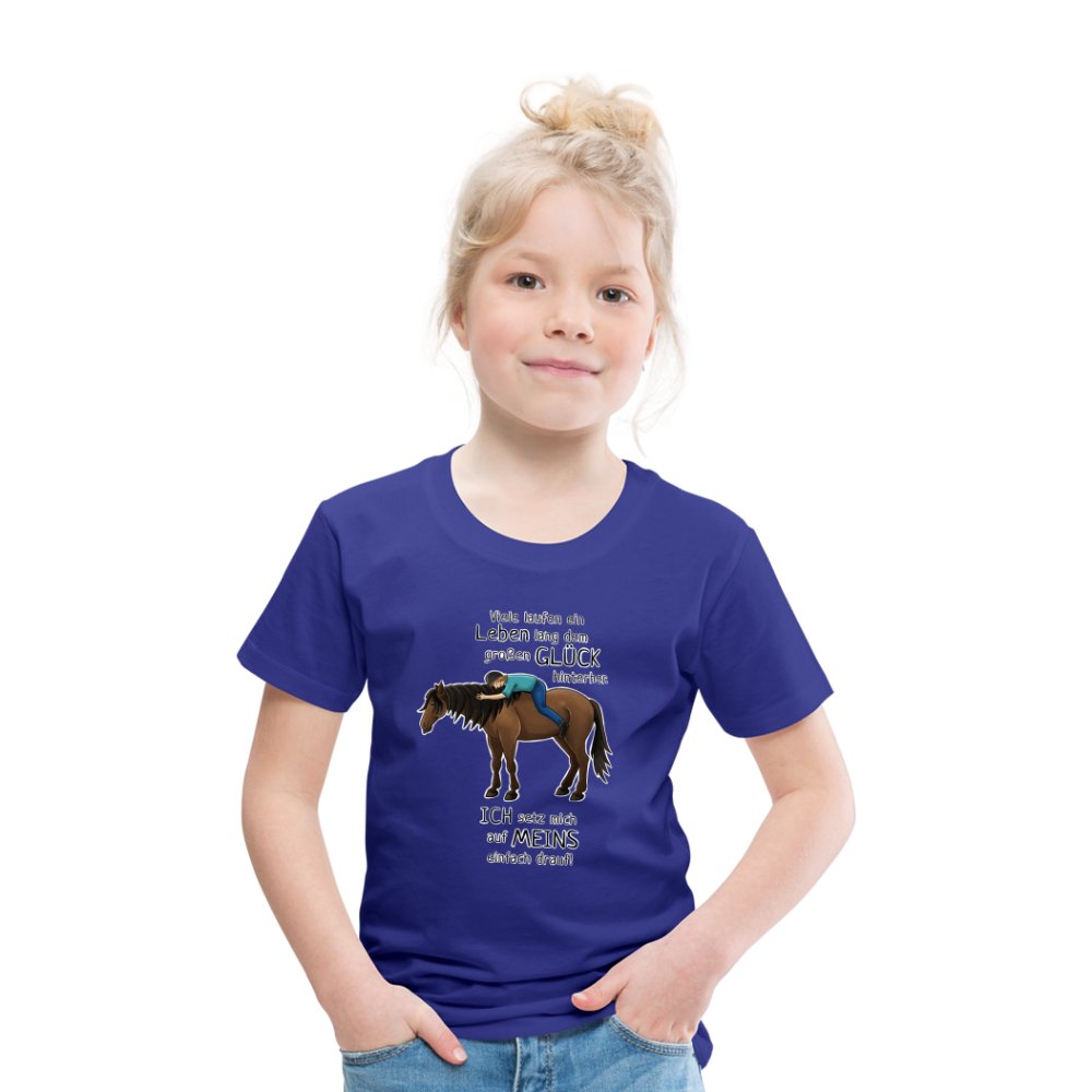 "Auf Pferd & Glück sitzen" Illustrationsstil - Kinder Premium T-Shirt - Königsblau