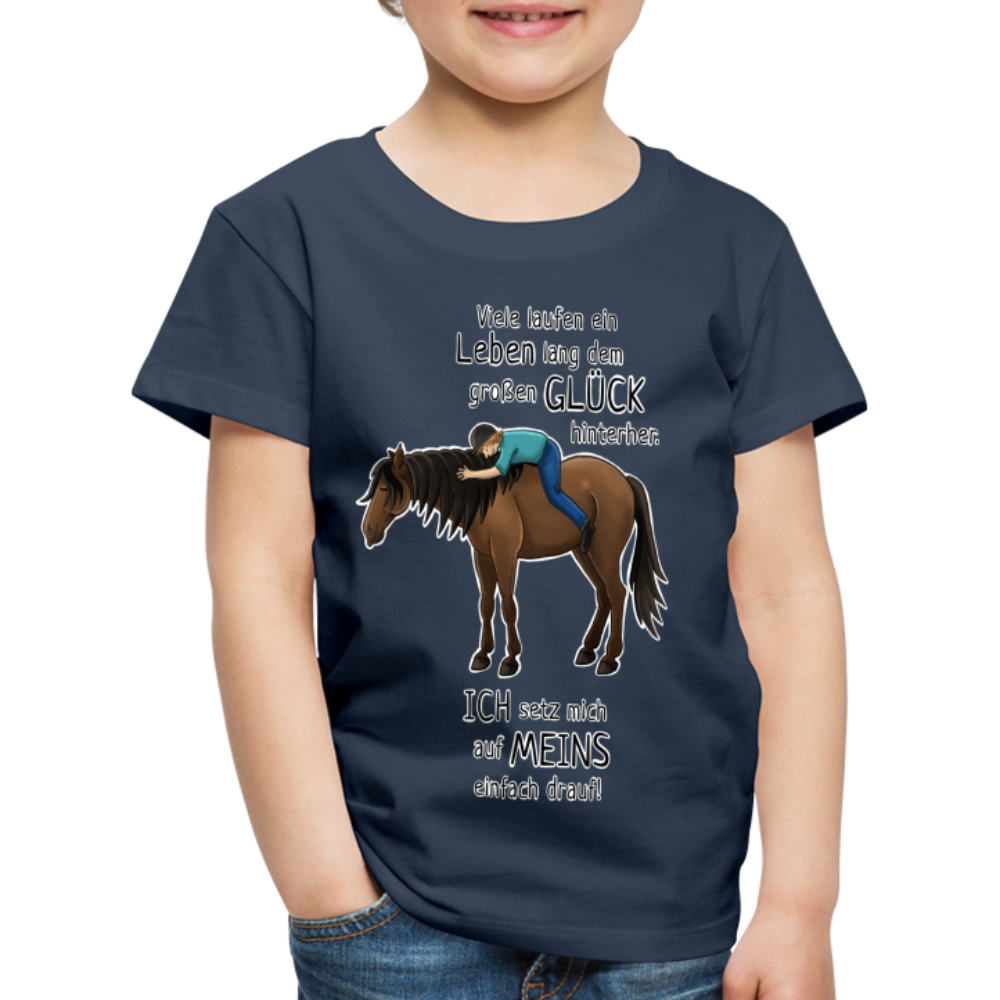 "Auf Pferd & Glück sitzen" Illustrationsstil - Kinder Premium T-Shirt - Navy