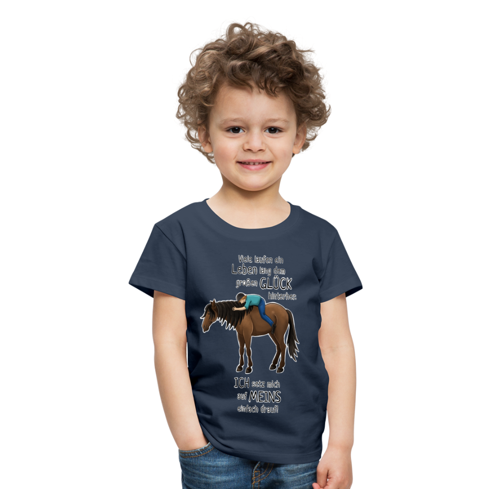 "Auf Pferd & Glück sitzen" Illustrationsstil - Kinder Premium T-Shirt - Navy
