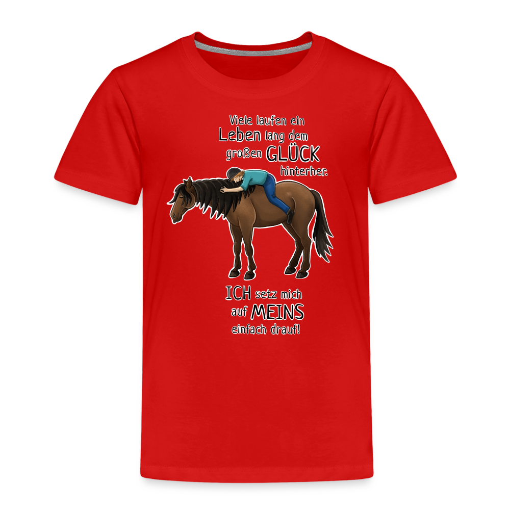 "Auf Pferd & Glück sitzen" Illustrationsstil - Kinder Premium T-Shirt - Rot
