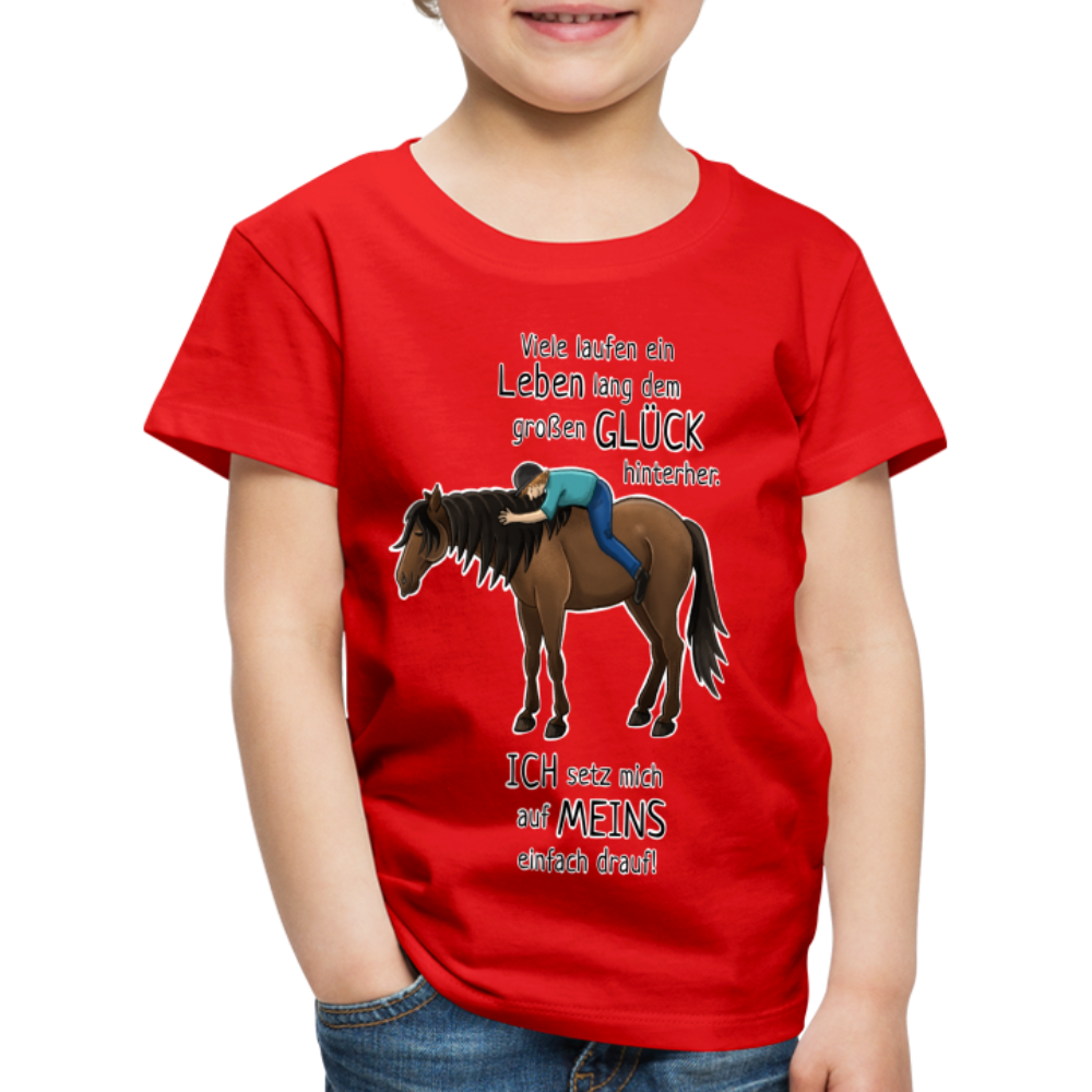 "Auf Pferd & Glück sitzen" Illustrationsstil - Kinder Premium T-Shirt - Rot