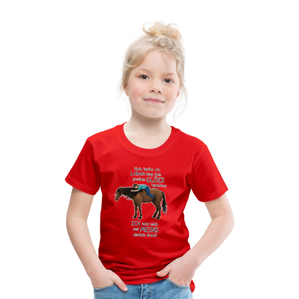 "Auf Pferd & Glück sitzen" Illustrationsstil - Kinder Premium T-Shirt - Rot