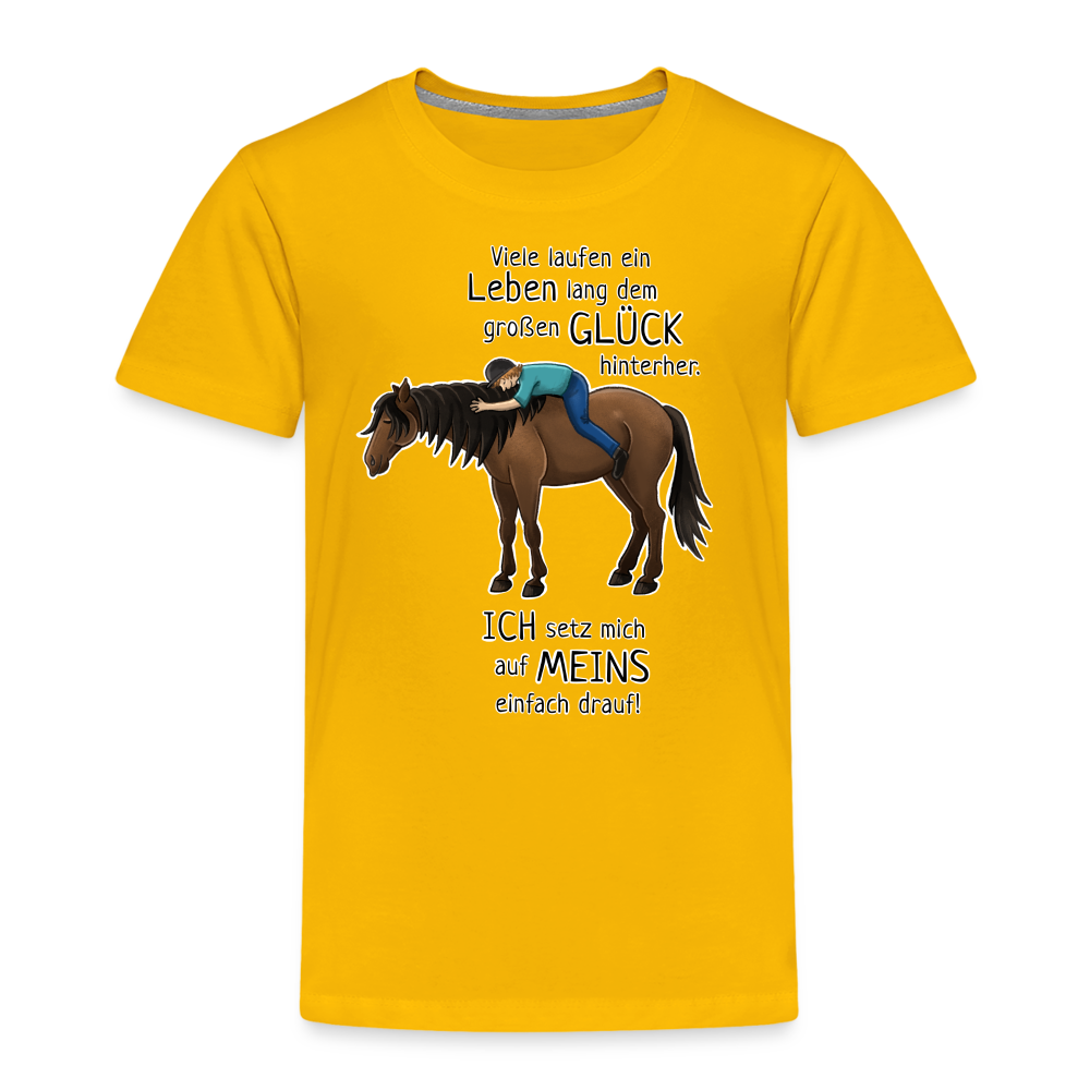 "Auf Pferd & Glück sitzen" Illustrationsstil - Kinder Premium T-Shirt - Sonnengelb