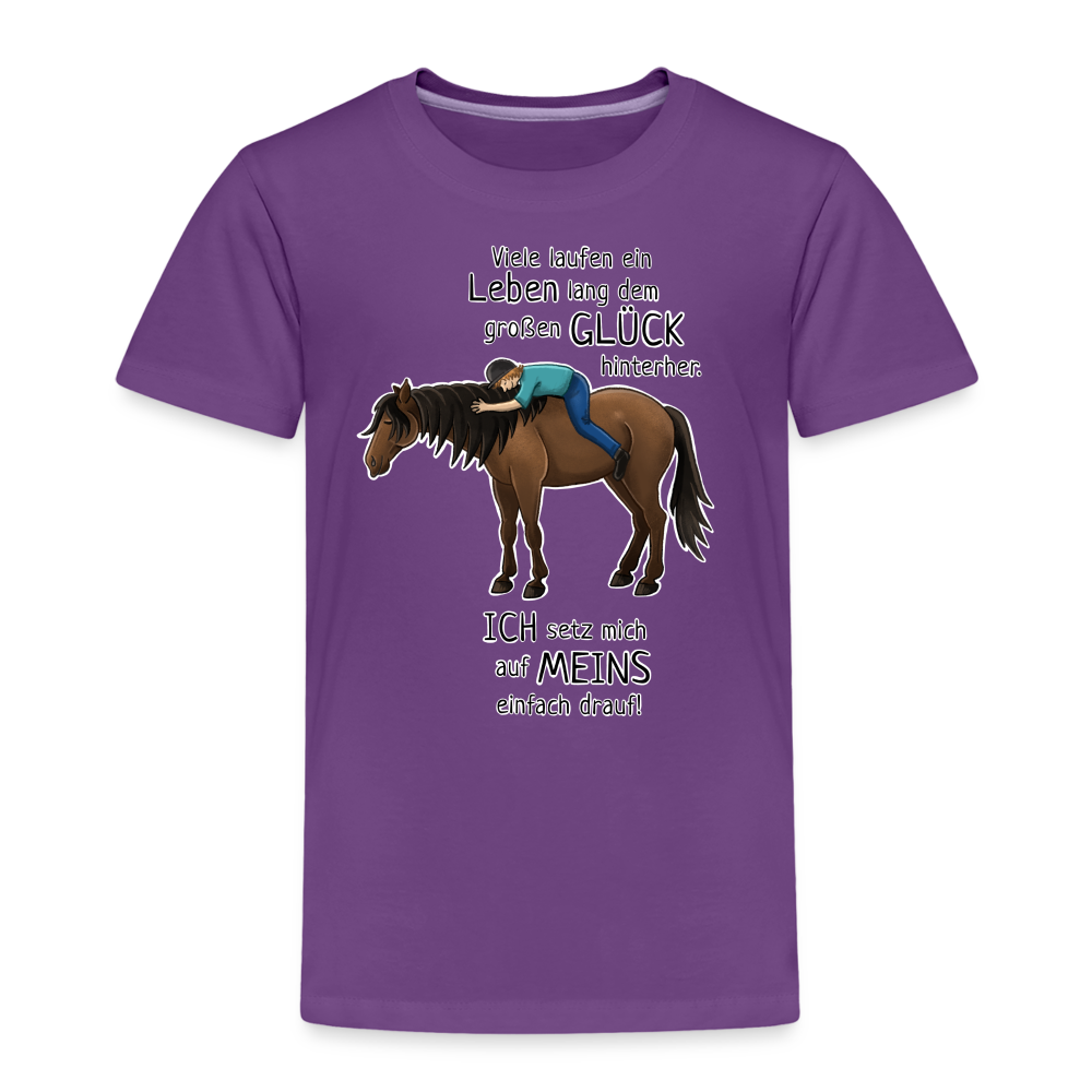 "Auf Pferd & Glück sitzen" Illustrationsstil - Kinder Premium T-Shirt - Lila