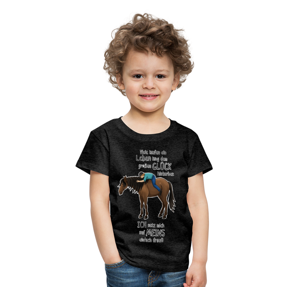 "Auf Pferd & Glück sitzen" Illustrationsstil - Kinder Premium T-Shirt - Anthrazit