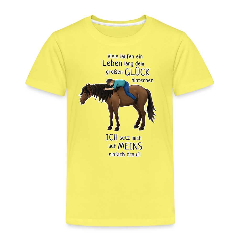 "Auf Pferd & Glück sitzen" Illustrationsstil - Kinder Premium T-Shirt - Gelb