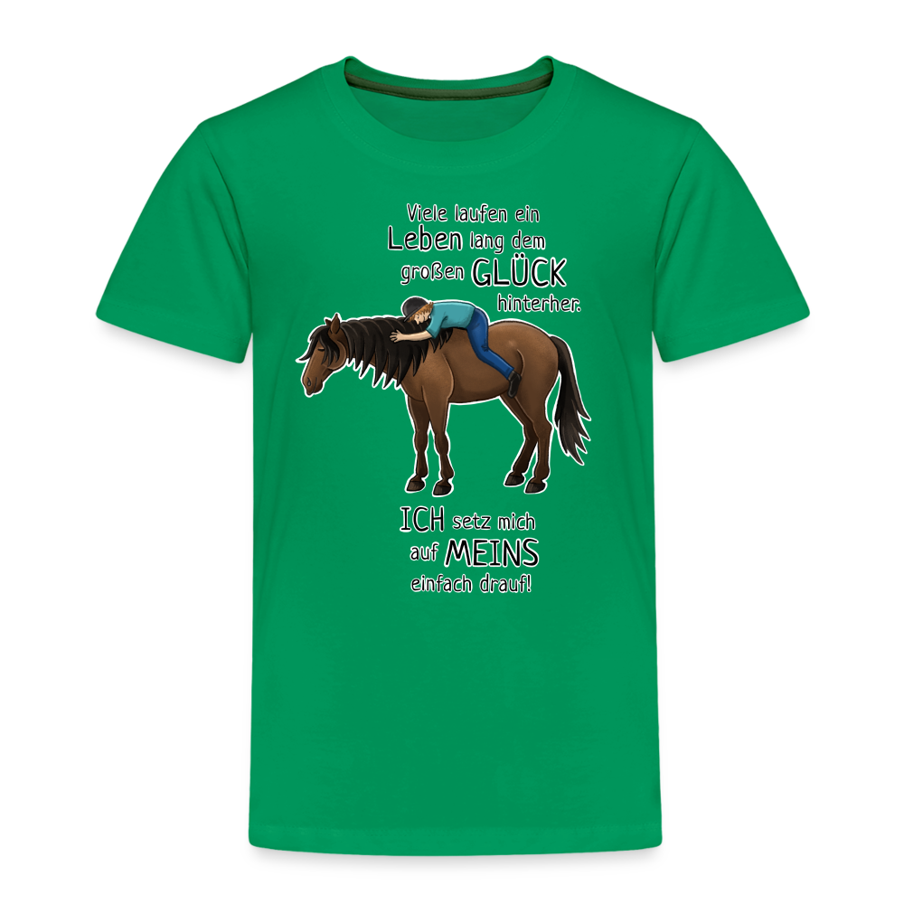 "Auf Pferd & Glück sitzen" Illustrationsstil - Kinder Premium T-Shirt - Kelly Green