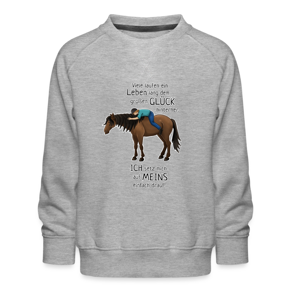 "Auf Pferd & Glück sitzen" Illustrationsstil - Kinder Premium Pullover - Grau meliert