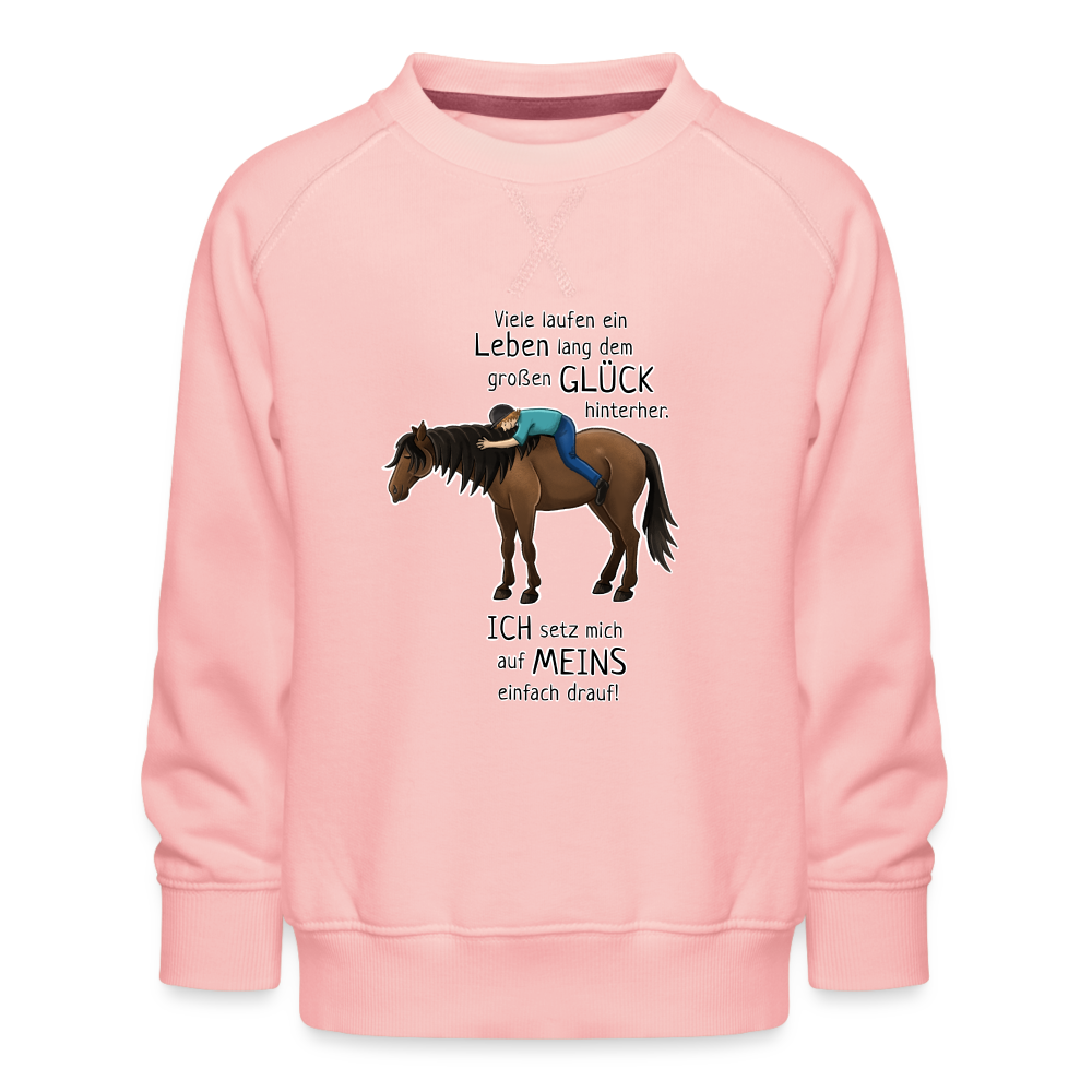"Auf Pferd & Glück sitzen" Illustrationsstil - Kinder Premium Pullover - Kristallrosa