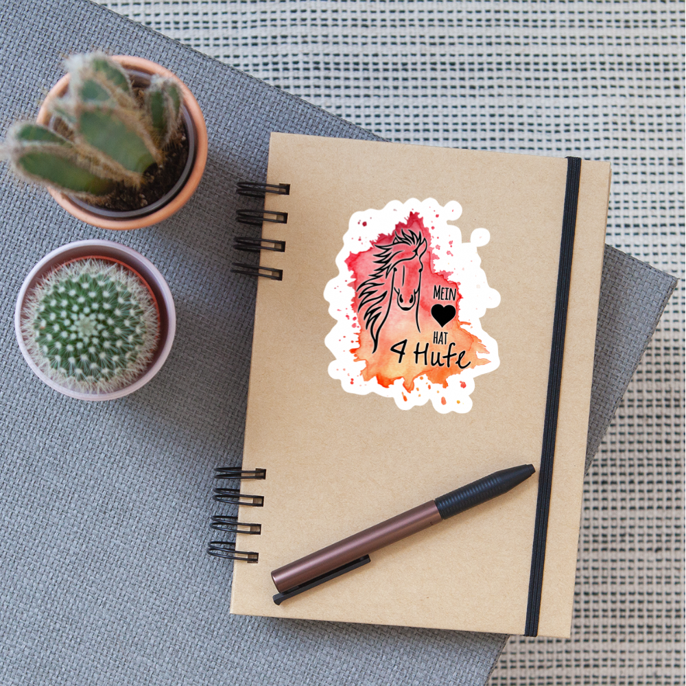"Mein Herz hat 4 Hufe" Aquarell-Stil - Sticker - Mattweiß