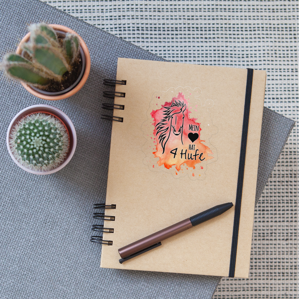 "Mein Herz hat 4 Hufe" Aquarell-Stil - Sticker - Transparent glänzend