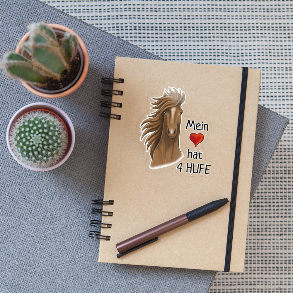 "Mein Herz hat 4 Hufe" Illustrations-Stil - Sticker - Transparent glänzend