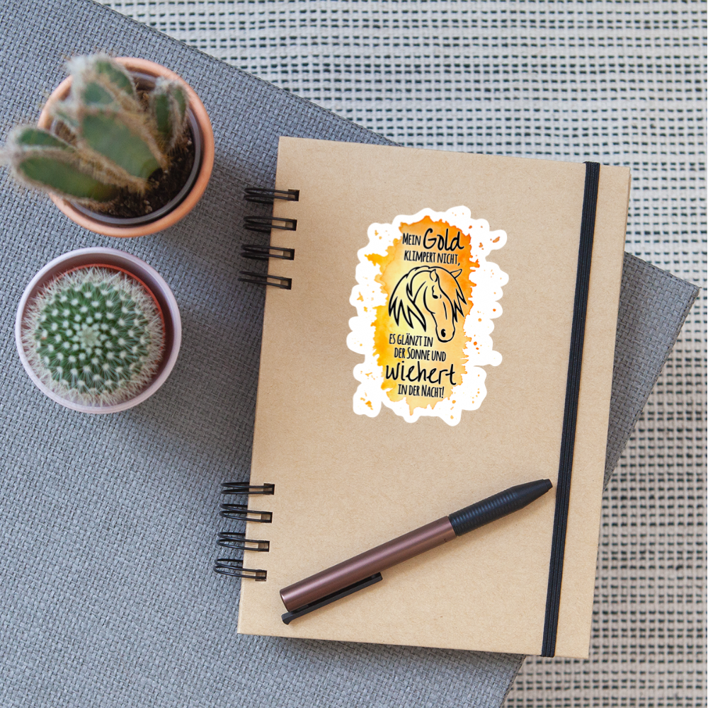 "Mein Gold wiehert" Aquarell-Stil - Sticker - Mattweiß