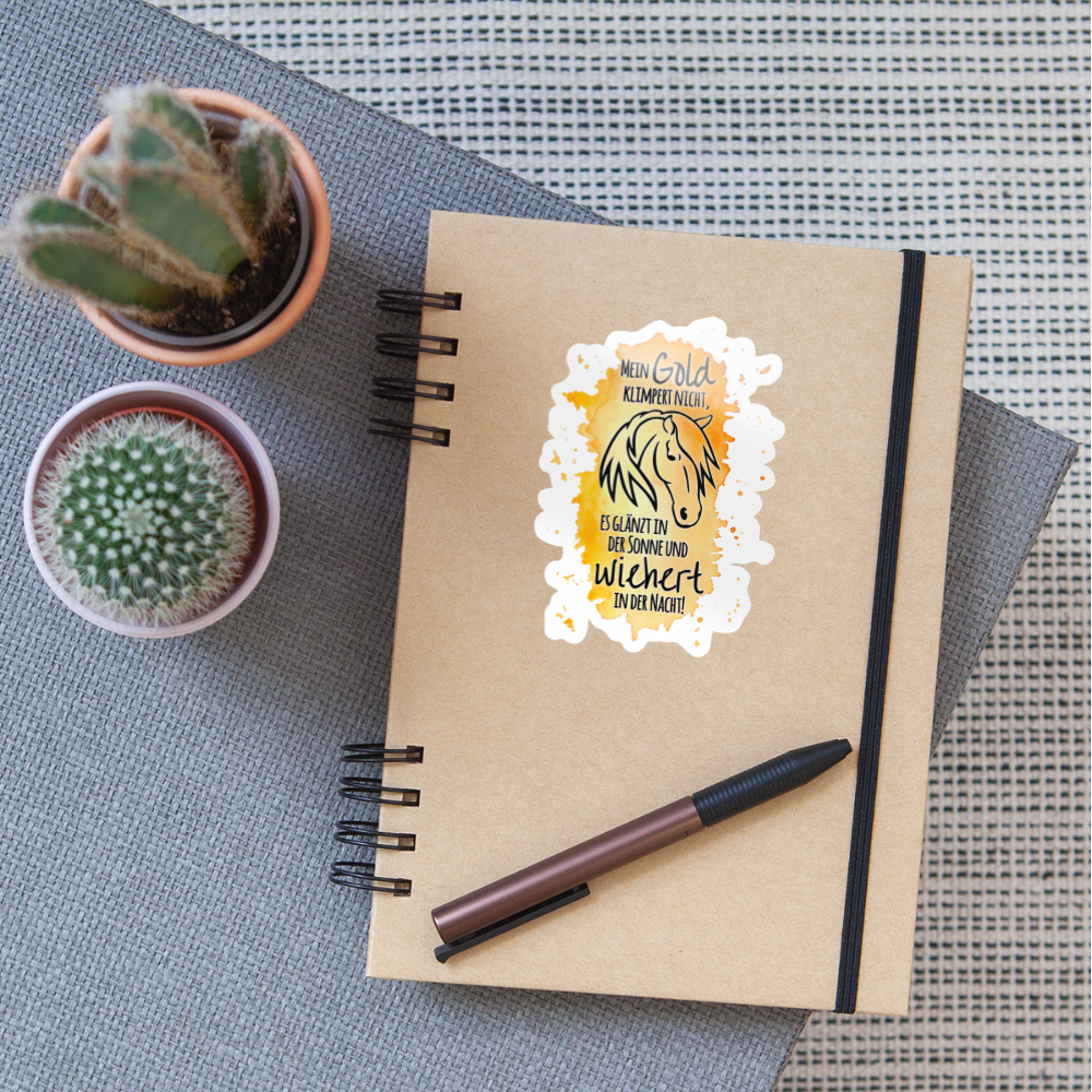 "Mein Gold wiehert" Aquarell-Stil - Sticker - Weiß glänzend