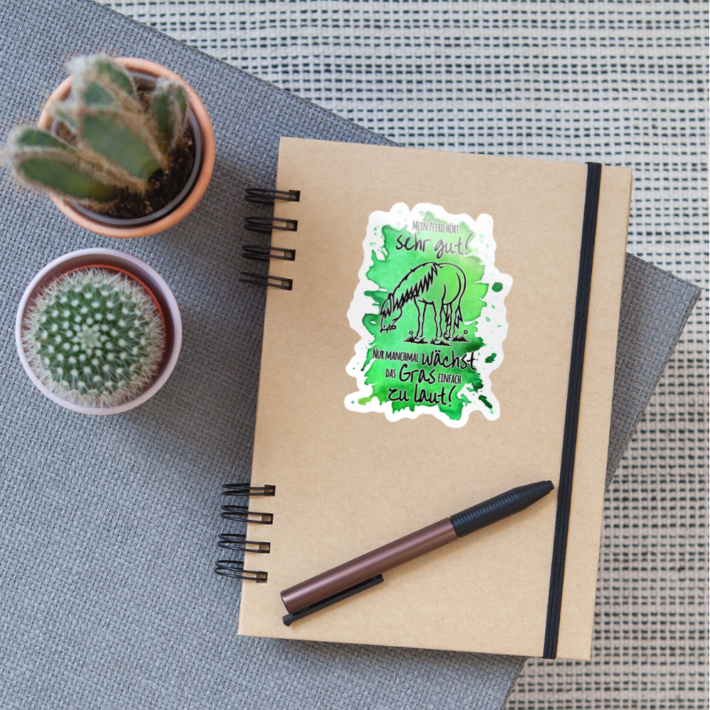 "Lautes Gras" Aquarell-Stil - Sticker - Weiß glänzend