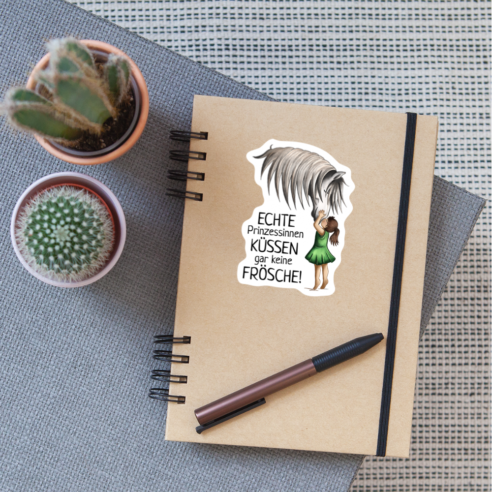 Prinzessinnen-Kuss Illustrations-Stil - Sticker - Mattweiß