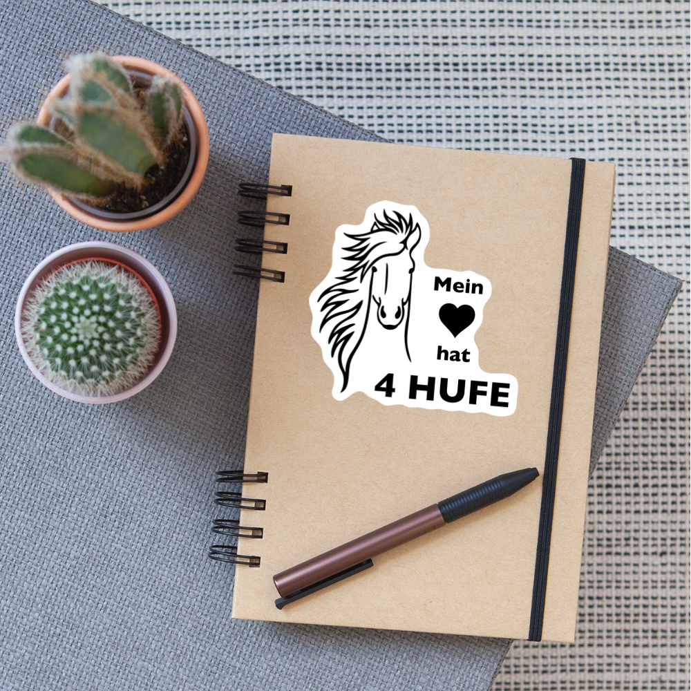 "Mein Herz hat 4 Hufe" Grafik-Stil - Sticker - Mattweiß