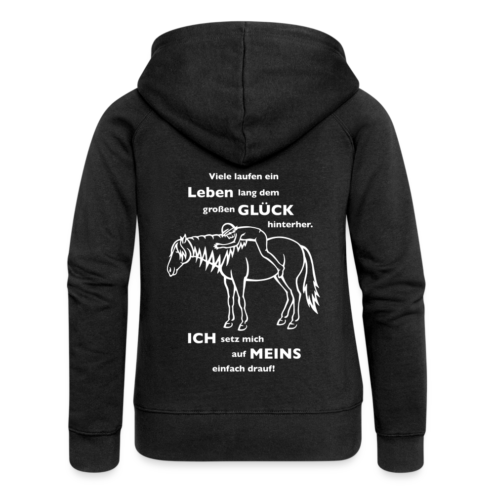 Auf Pferd & Glück sitzen Grafik-Stil (Flexdruck) - Frauen Kapuzenjacke - Schwarz