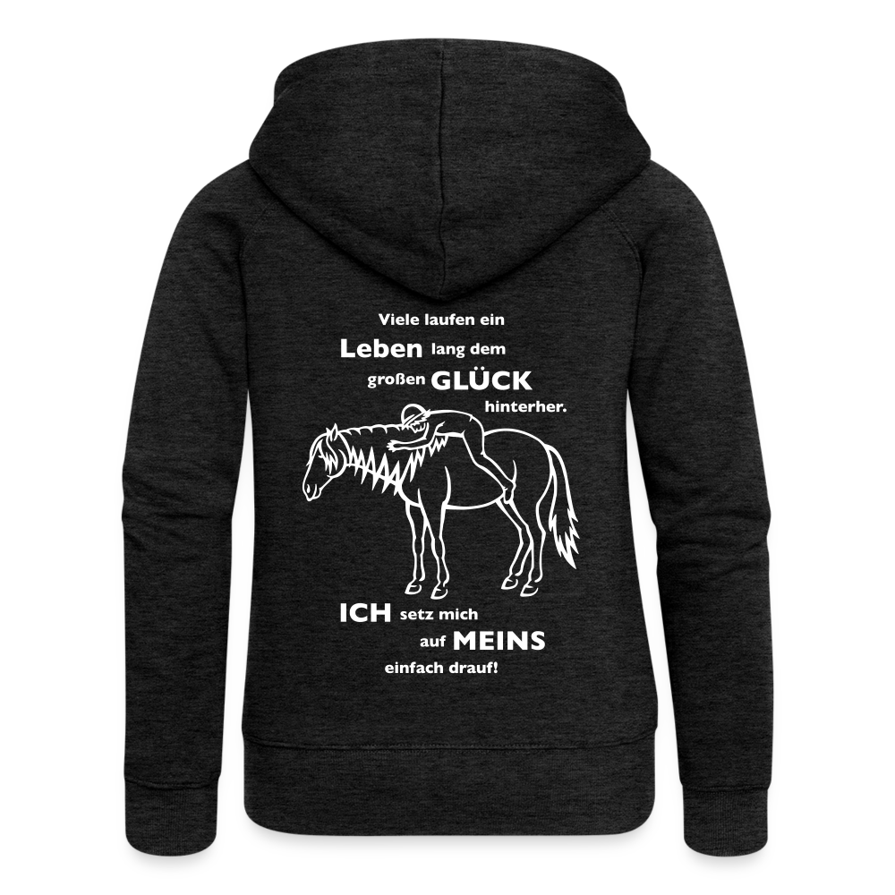 Auf Pferd & Glück sitzen Grafik-Stil (Flexdruck) - Frauen Kapuzenjacke - Anthrazit