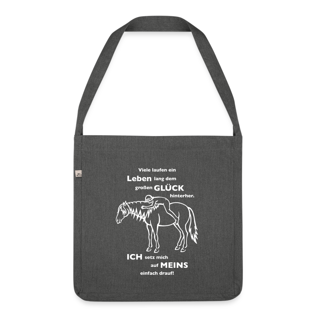 "Auf Pferd & Glück sitzen" Grafik-Stil - Schultertasche - Dunkelgrau meliert