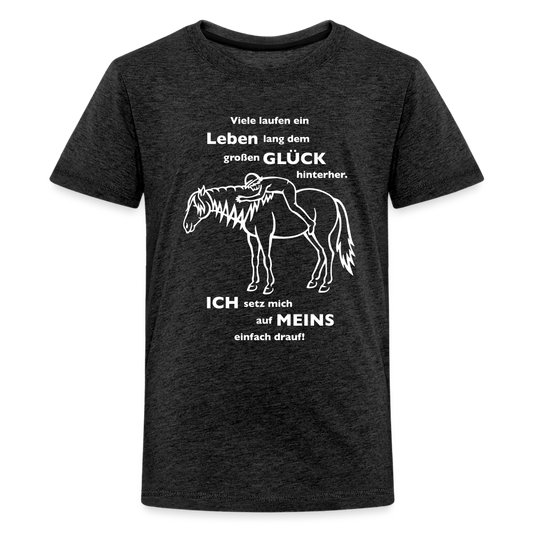 "Auf Pferd & Glück sitzen" Grafik-Stil - Teenager T-Shirt - Anthrazit