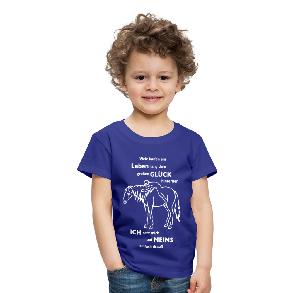 "Auf Pferd & Glück sitzen" Grafik-Stil - Kinder Premium T-Shirt - Königsblau