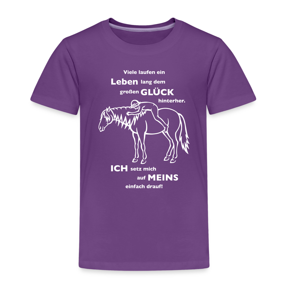"Auf Pferd & Glück sitzen" Grafik-Stil - Kinder Premium T-Shirt - Lila
