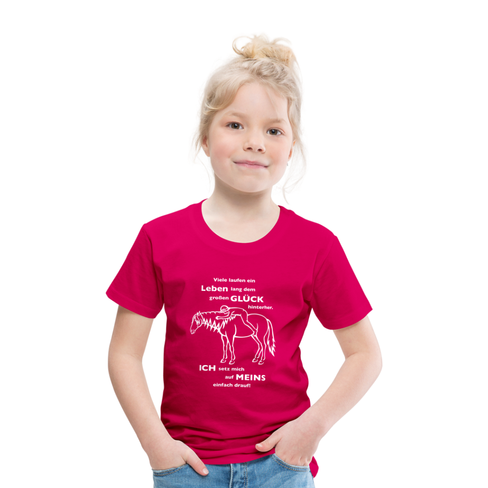 "Auf Pferd & Glück sitzen" Grafik-Stil - Kinder Premium T-Shirt - dunkles Pink