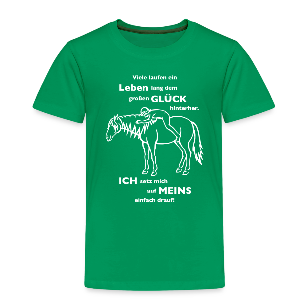 "Auf Pferd & Glück sitzen" Grafik-Stil - Kinder Premium T-Shirt - Kelly Green
